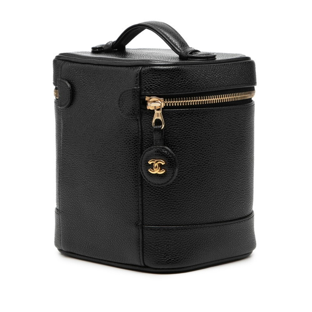 CHANEL Black Caviar Leather Logo Vanity Bag - Picture 2 of 7